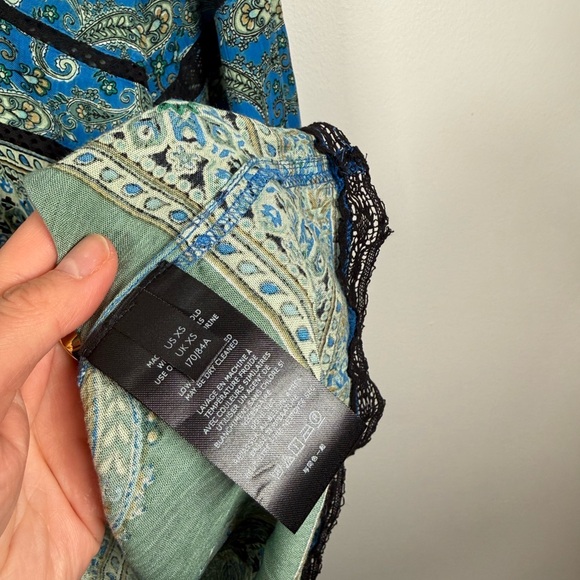 Free People Luna‎ Scarf Print Tunic Blouse Ocean Combo - Picture 2 of 7